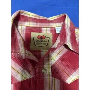Larry Mahan Button Up Pearl Snap Mens XL Red Plaid Western Cowboy Collection